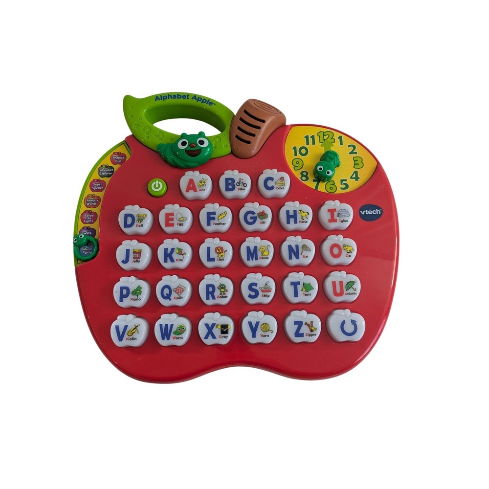 VTech Alphabet Apple Red Interactive Learning Toy Letters Phonics Clock 1390 - Picture 3 of 11